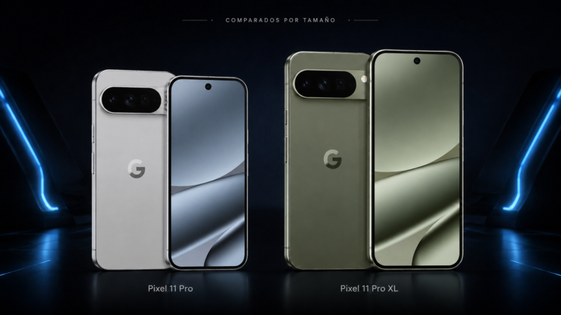 Google Pixel 11 Pro y Pixel 11 Pro XL comparados por tamaño