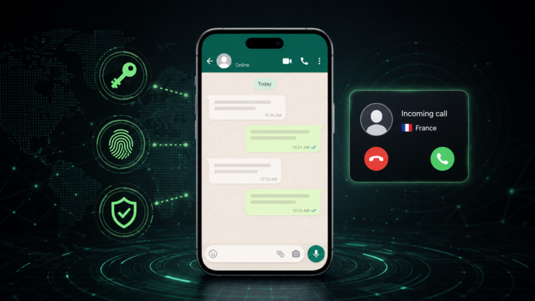 WhatsApp mostrando opciones de contraseña, passkeys y seguridad ante llamadas desconocidas
