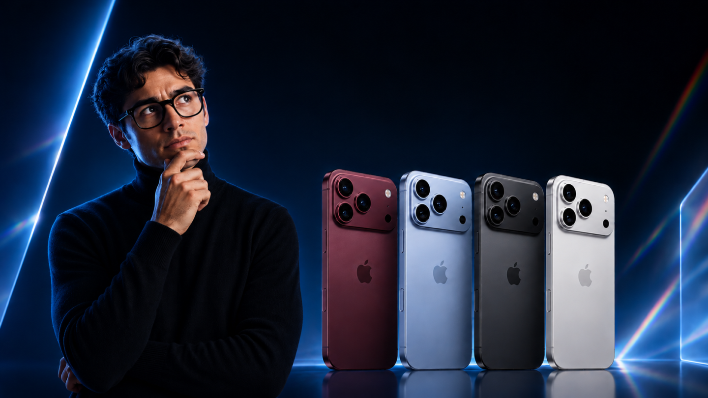 Concepto de los posibles colores del iPhone 18 Pro: Dark Cherry, Light Blue, Dark Gray y Silver