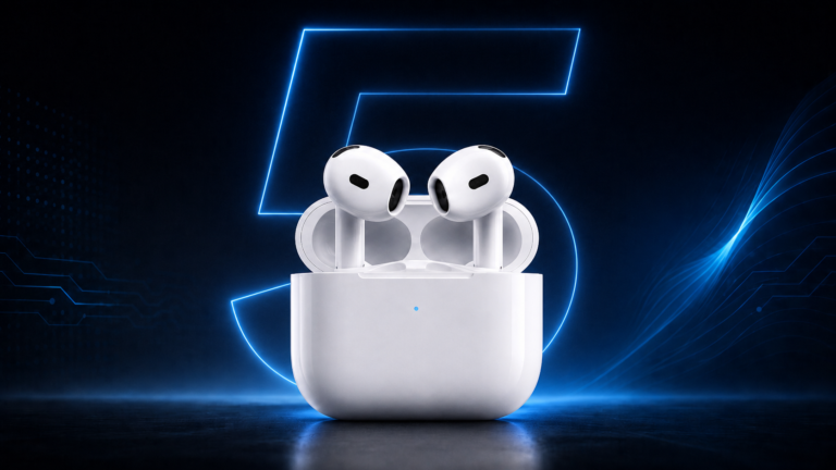 AirPods y el número 5 detrás en grande