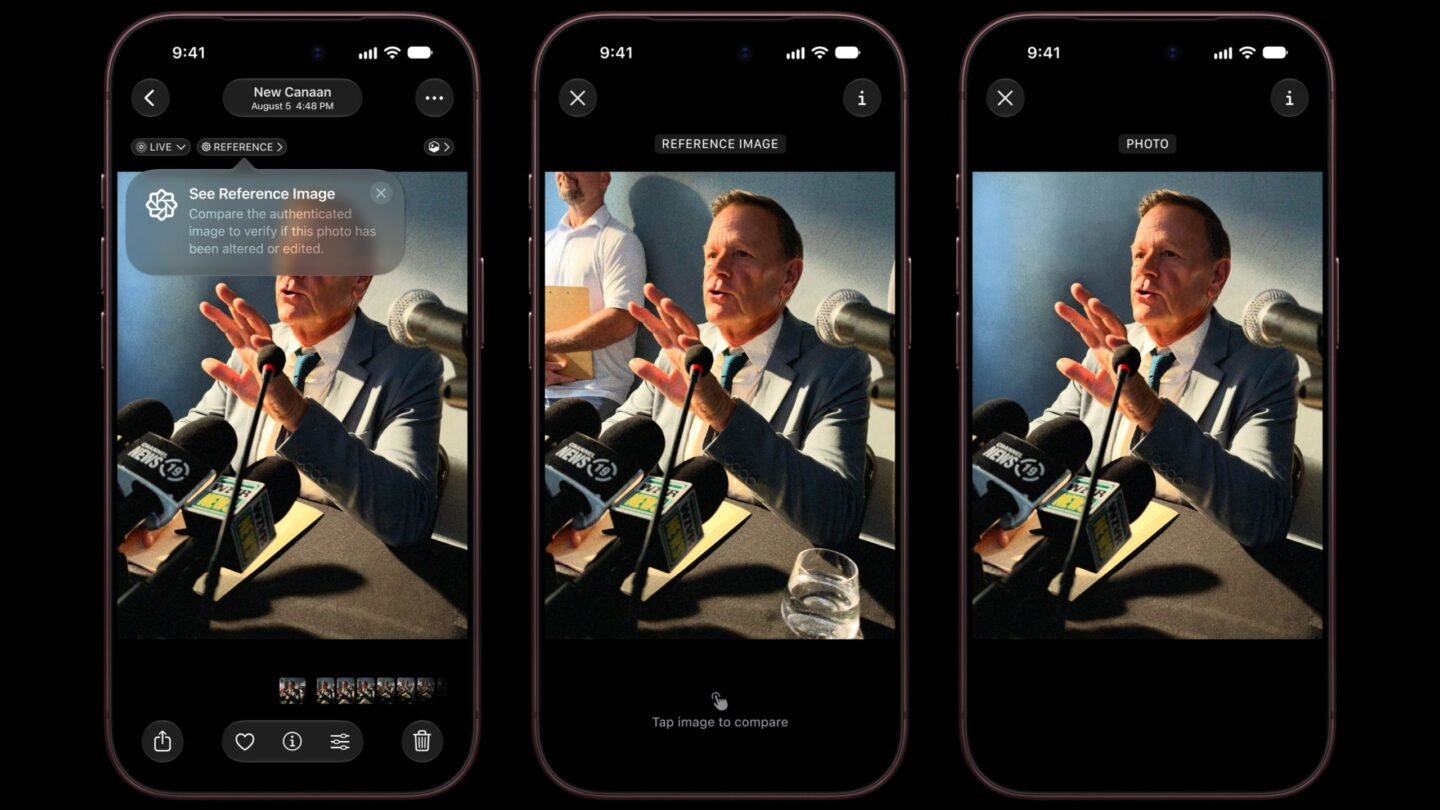 iPhone verificando la procedencia y los cambios de una fotografía