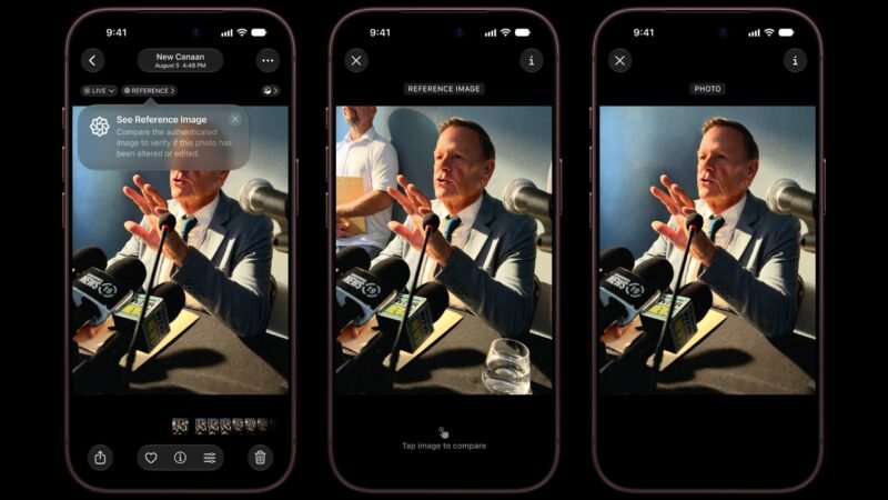 iPhone verificando la procedencia y los cambios de una fotografía