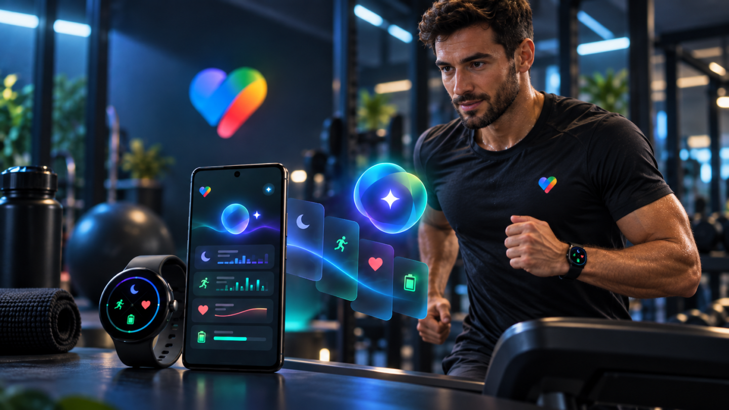 Entrenador de Google Health Premium con Gemini analizando sueño y actividad de Fitbit Air