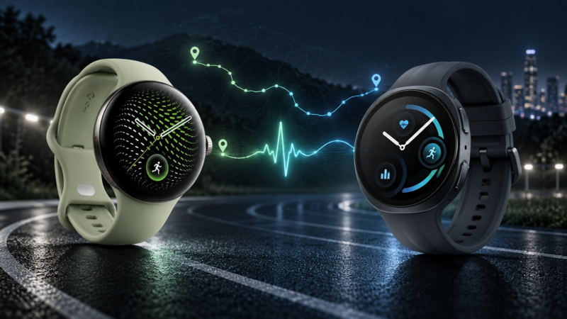 Dos relojes Android comparados en seguimiento de salud, pulso y GPS