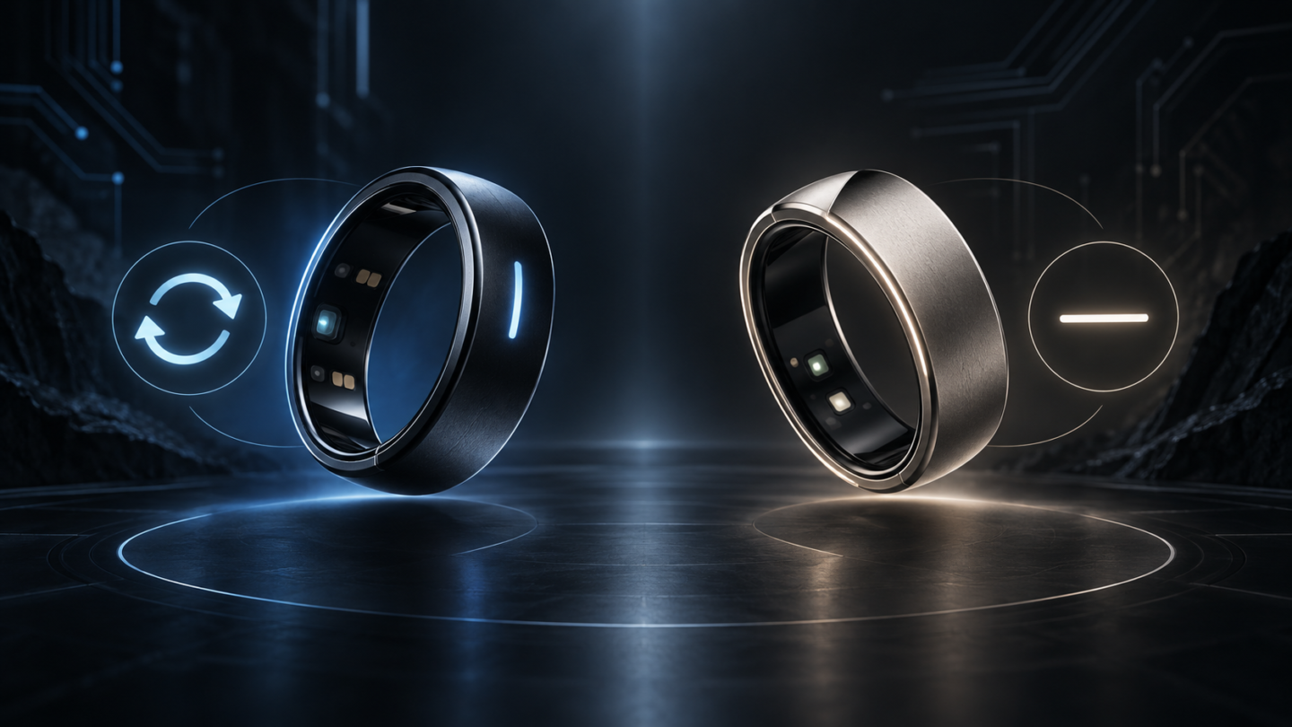 Comparación conceptual entre dos anillos inteligentes con y sin suscripción