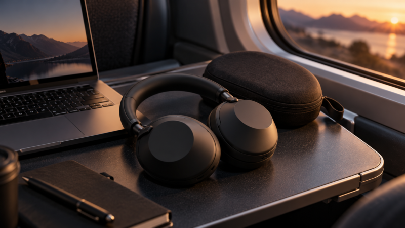 Sony WH-1000XM6 representados entre un entorno de trabajo y otro de viaje