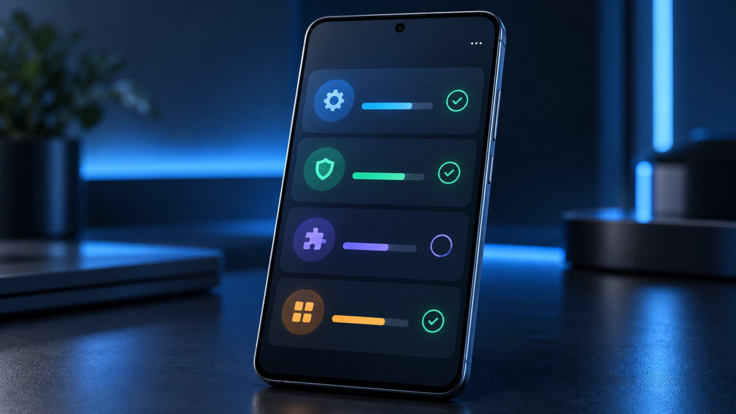 Móvil Android mostrando los apartados de versión, parche de seguridad y actualización de Google Play